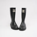 Chanel Classic Rain Boots in Black / White With CC Logo 39