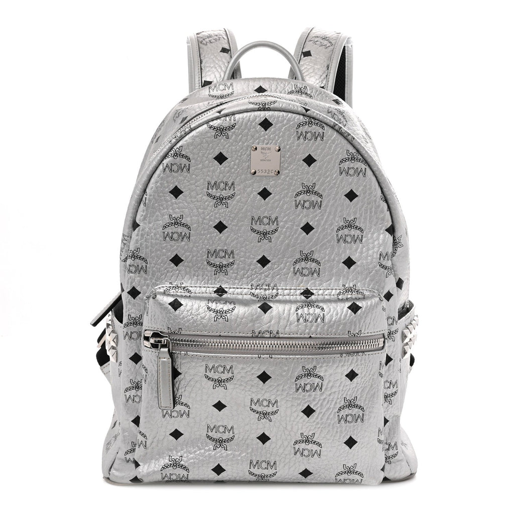 Metallic Visetos Medium Side Stud Stark Backpack Berlin Silver