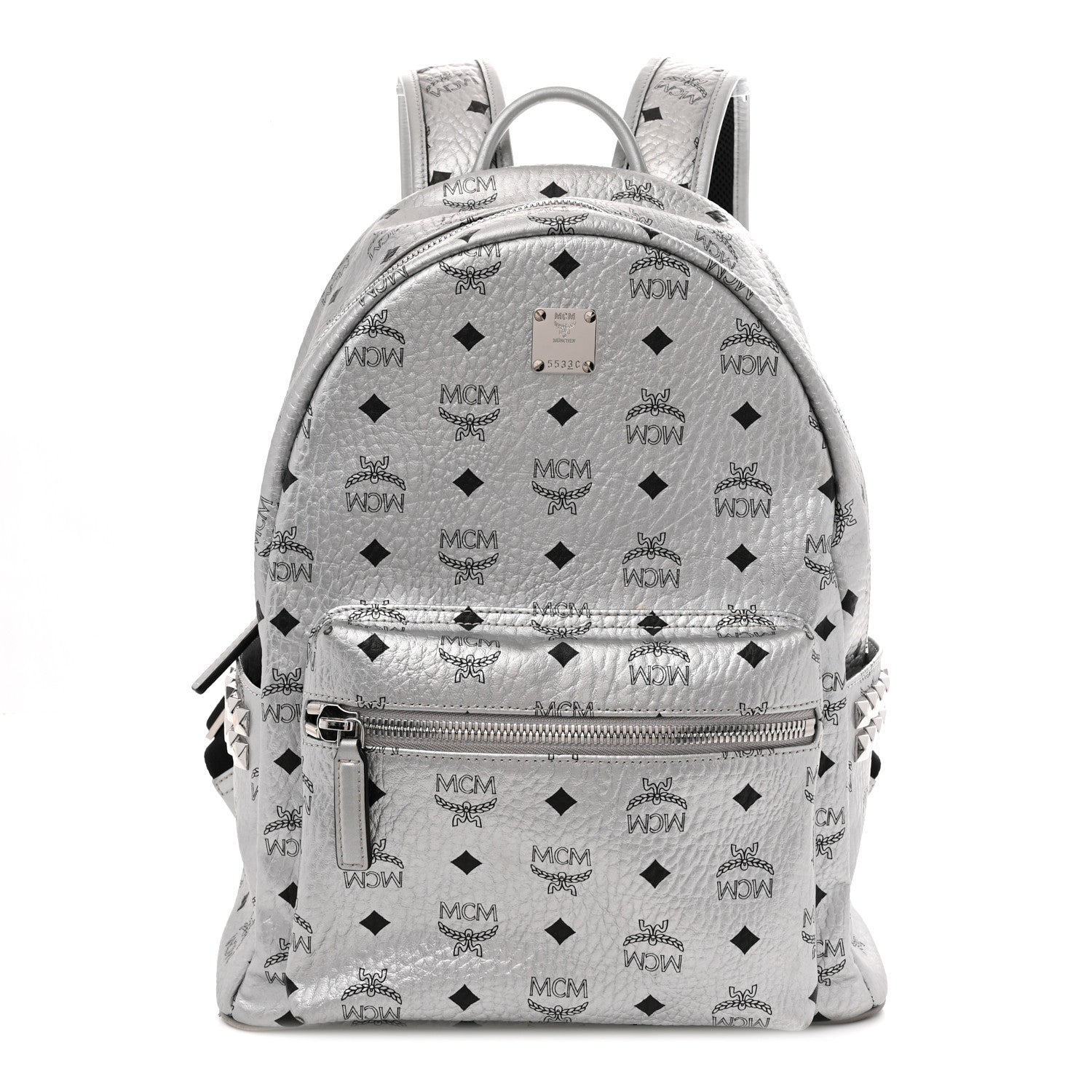 Metallic Visetos Medium Side Stud Stark Backpack Berlin Silver