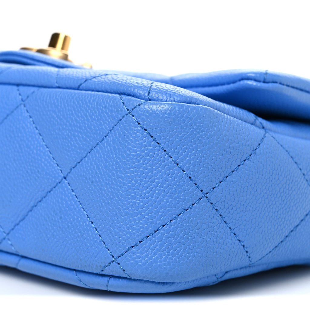 Caviar Quilted Mini Sweetheart Flap Blue