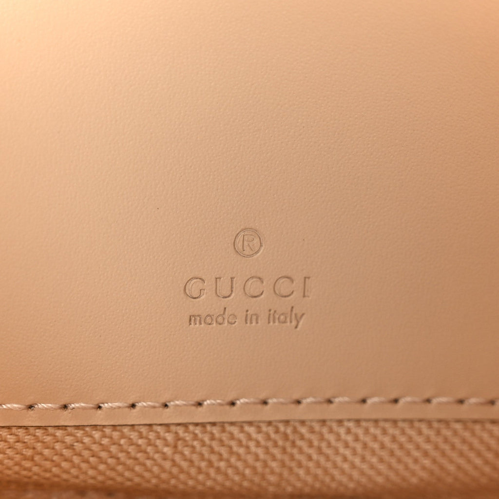 Calfskin GG Super Mini Debossed Chain Wallet Light Beige