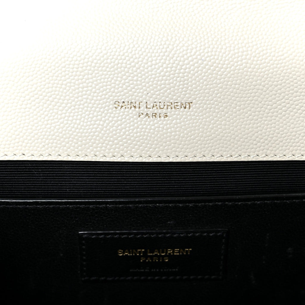 Grain De Poudre Textured Mixed Matelasse Medium Triquilt Monogram Satchel Crema Soft