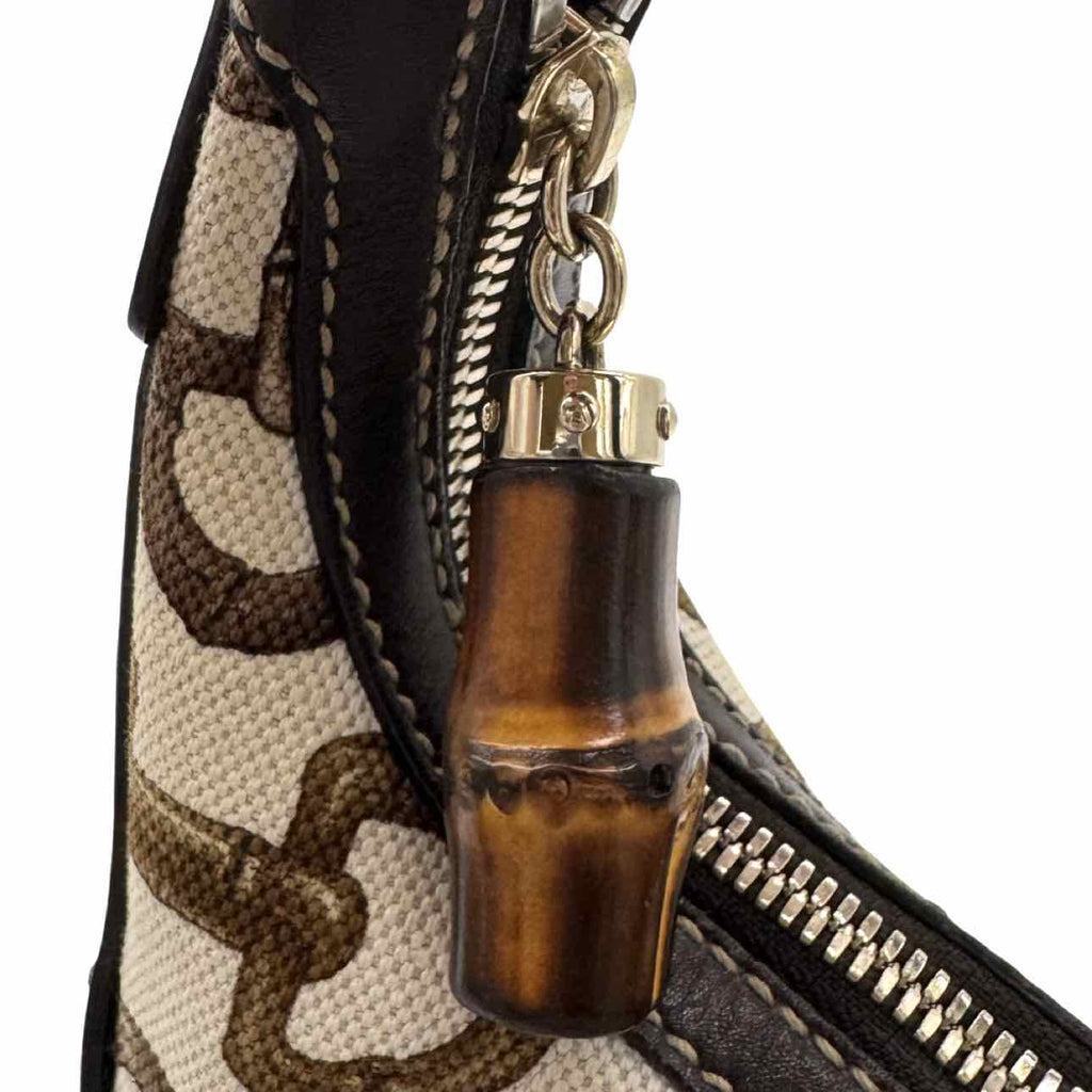 GUCCI Canvas Bamboo Horsebit Amalfi Hobo Bag