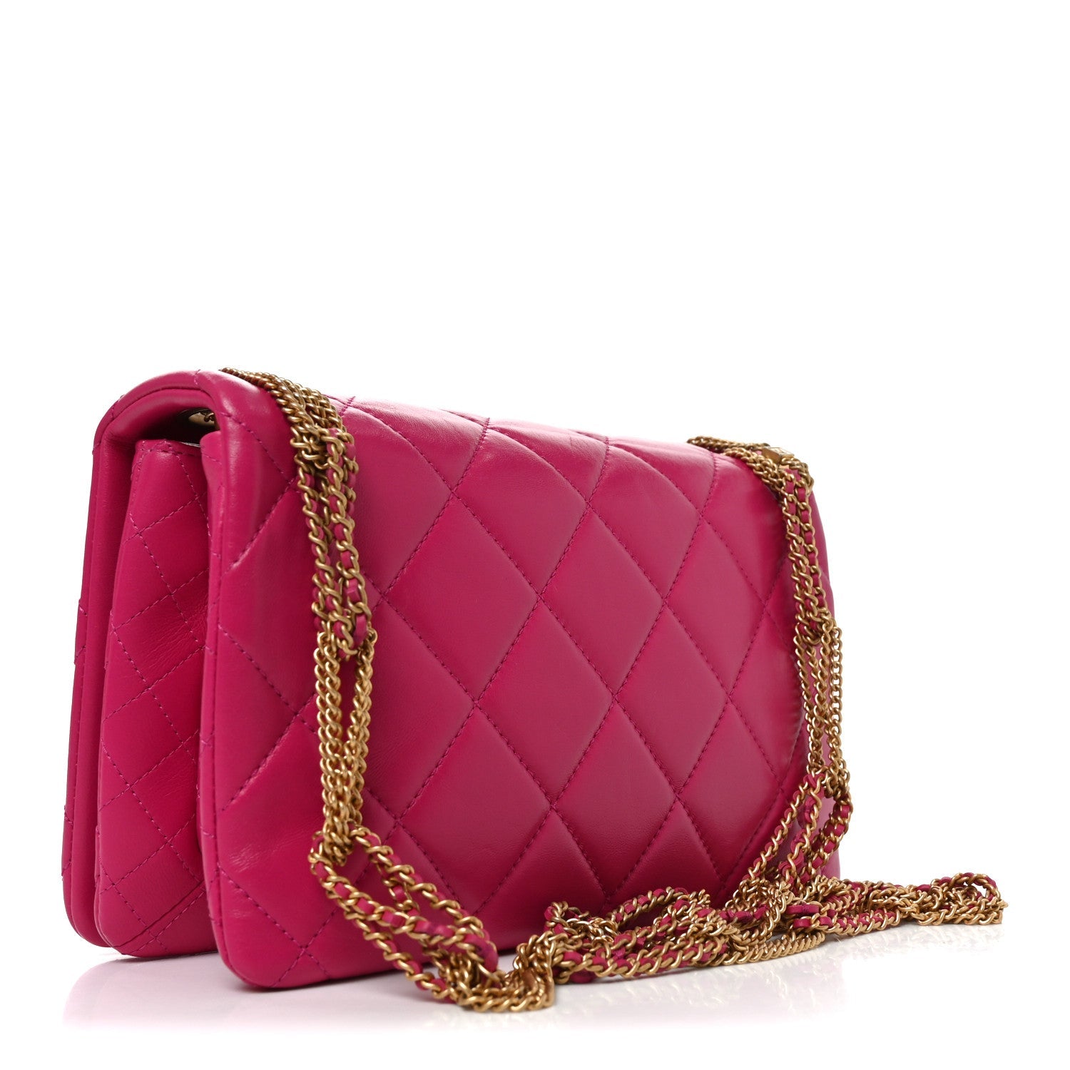 Lambskin Quilted On And On Small Chain Flap Fuchsia