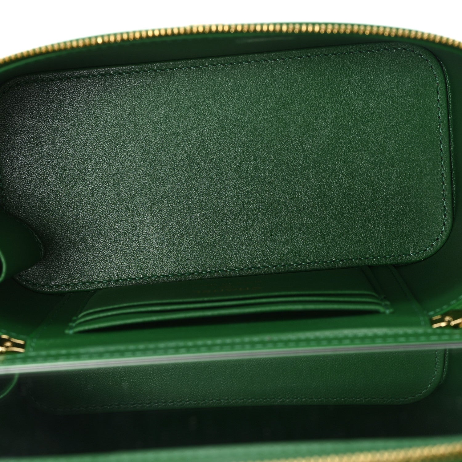 Calfskin Crocodile Embossed Exoticoco Small Top Handle Vanity Case With Chain Black Emerald