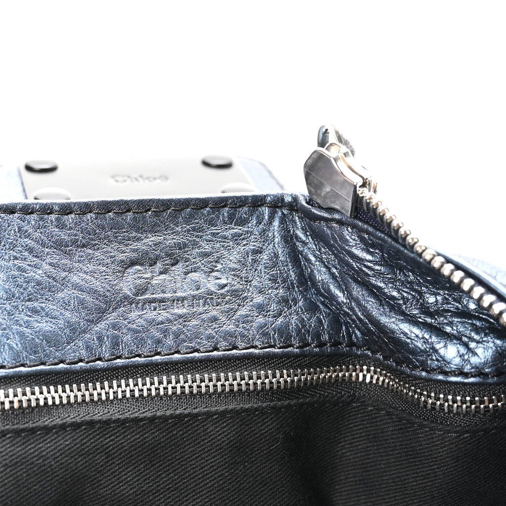 Metallic Calfskin Medium Paddington Satchel Blue