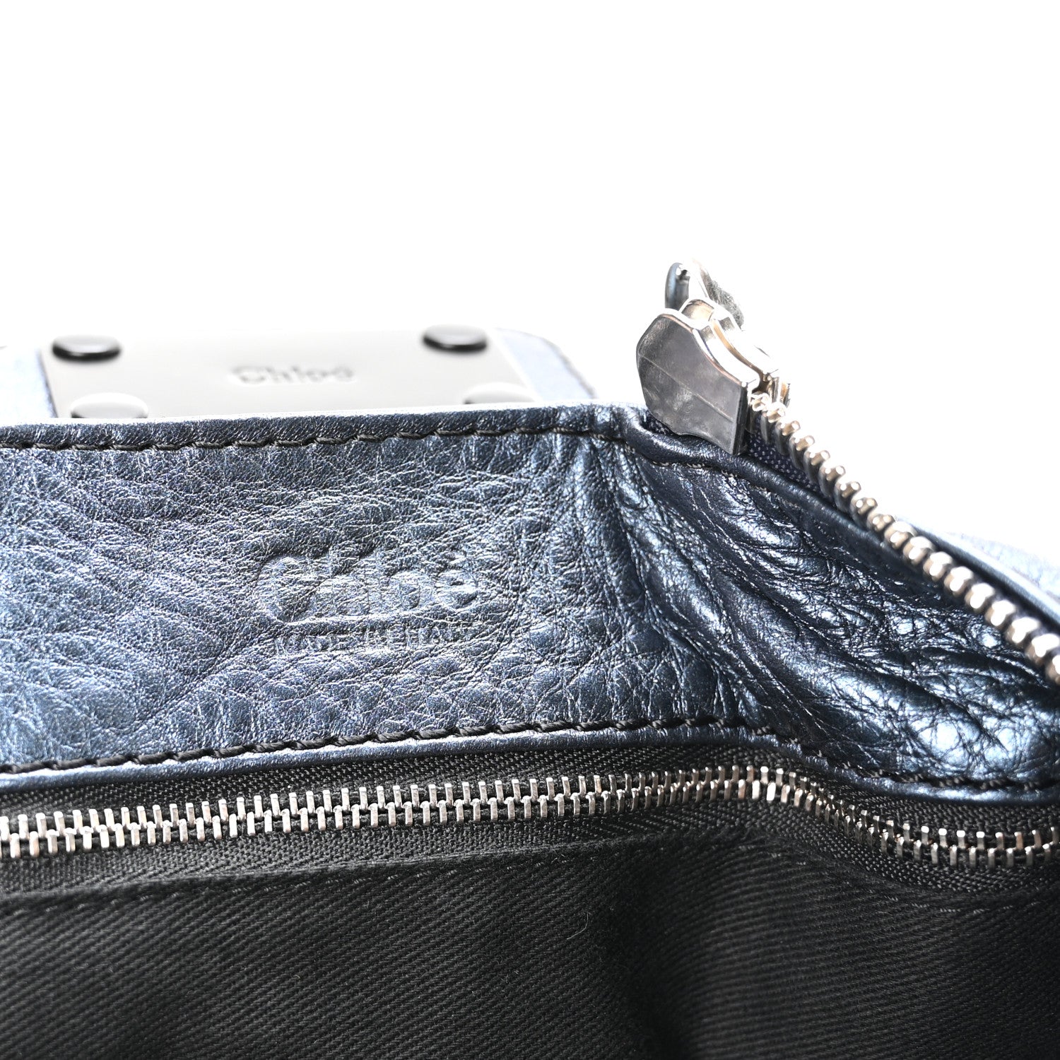 Metallic Calfskin Medium Paddington Satchel Blue