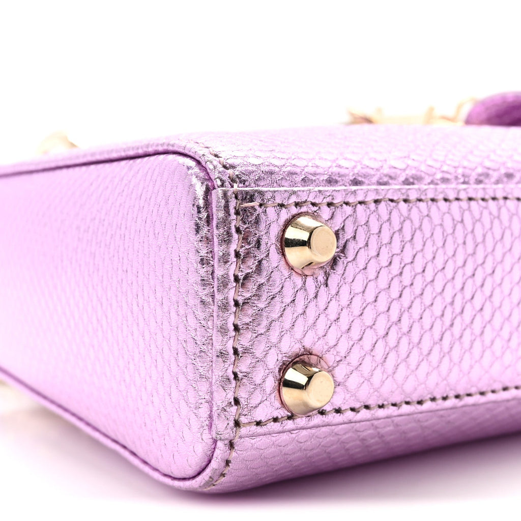 Metallic Karung Micro Lady Dior Light Purple