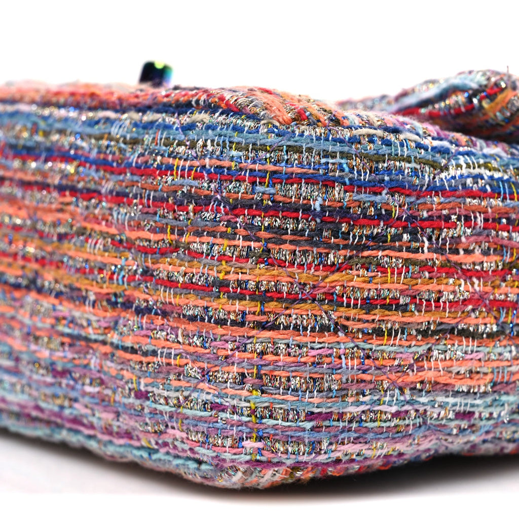 Tweed Quilted Mini Rectangular Flap Blue Pink Orange