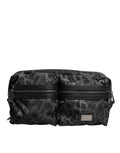 Dolce & Gabbana Black Gray Leopard DG Logo Belt Waist Fanny Pack Men's Bag