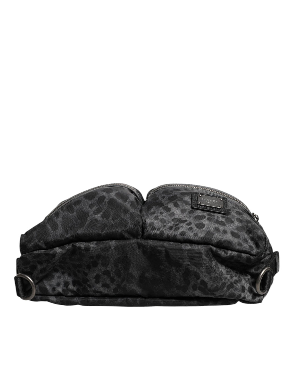 Dolce & Gabbana Black Gray Leopard DG Logo Belt Waist Fanny Pack Men's Bag