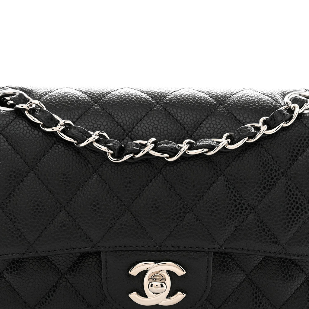 Caviar Quilted Small Double Flap Black