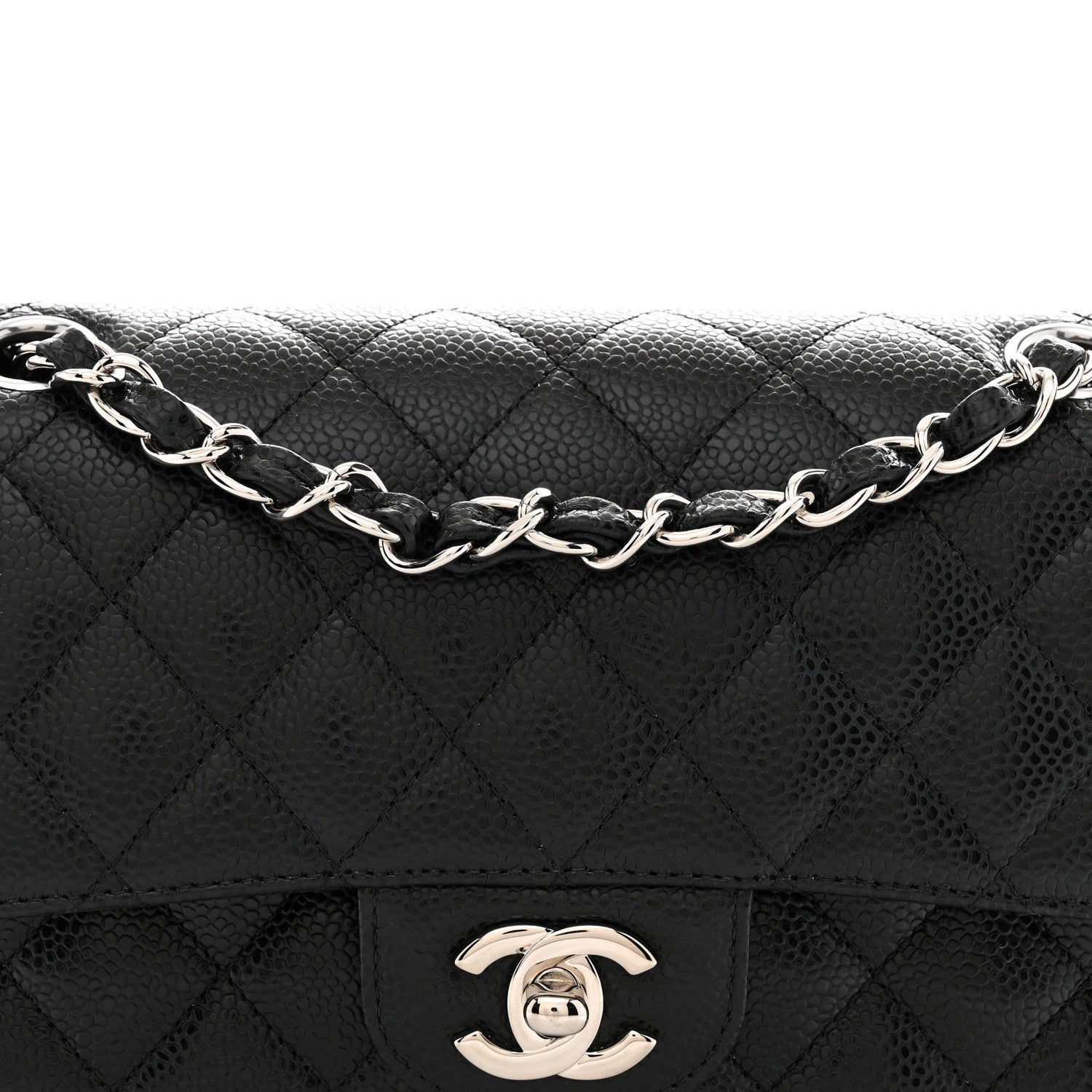 Caviar Quilted Small Double Flap Black