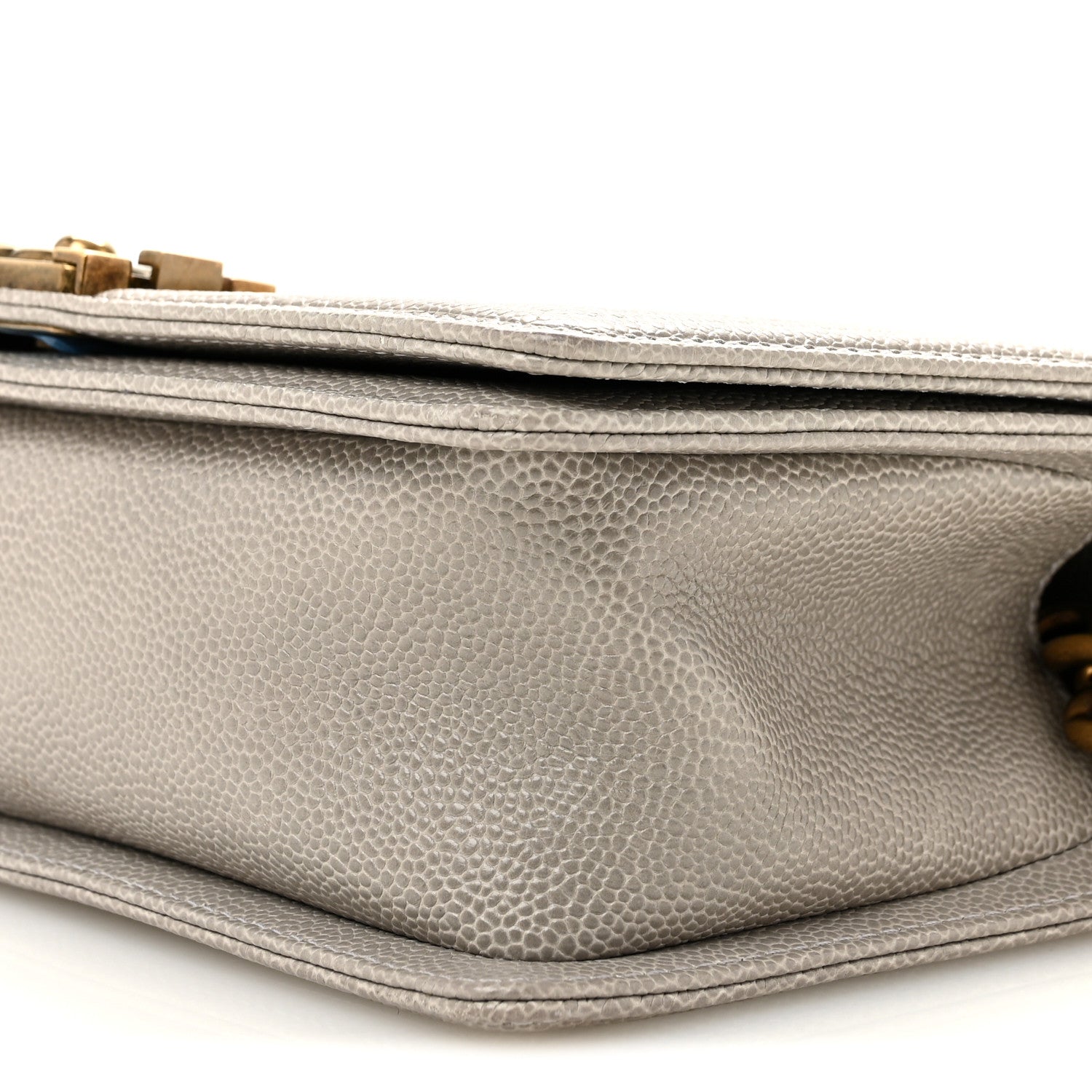 Caviar Quilted Medium Boy Flap Grey