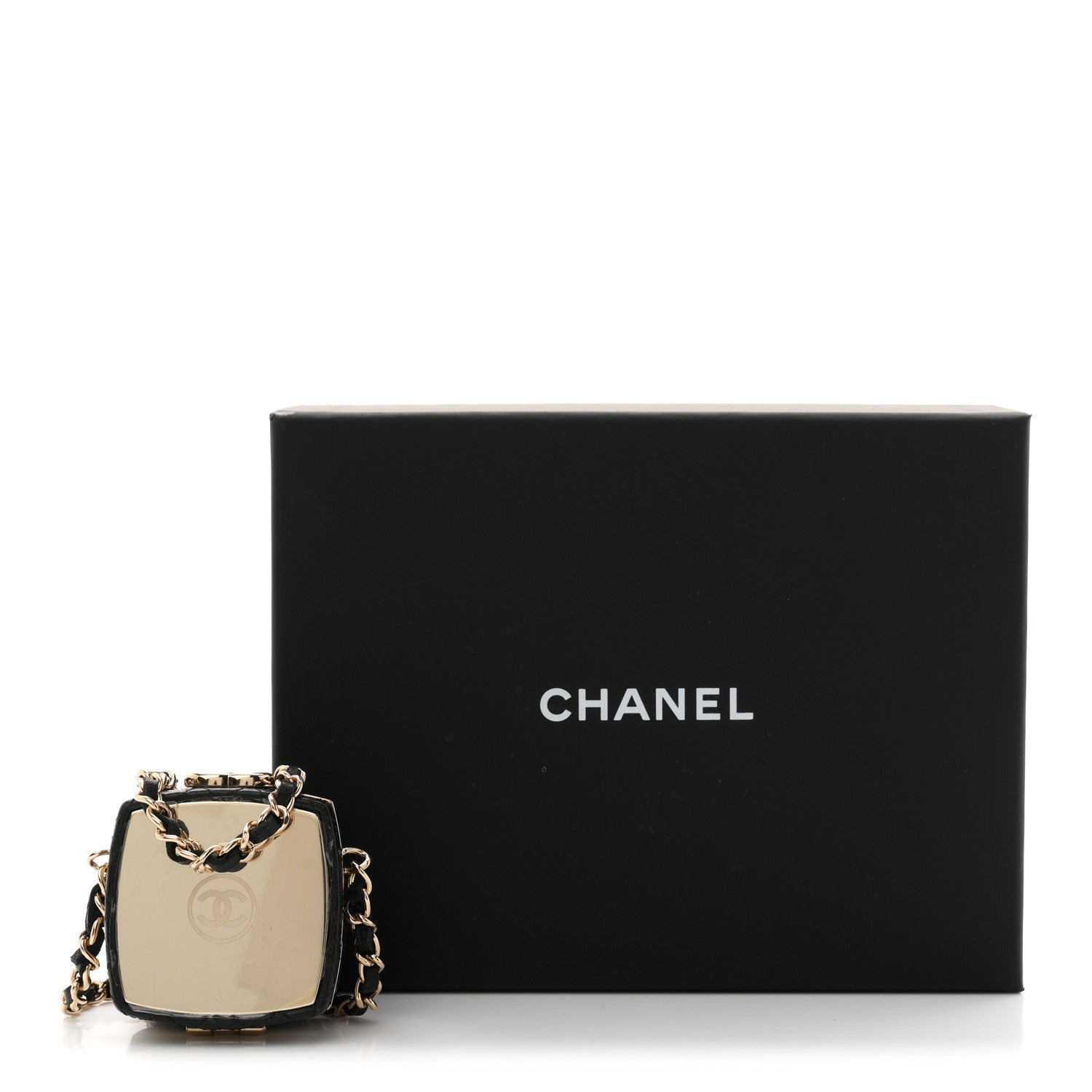 Lambskin Quilted Small Beauty Box Clutch With Chain Black