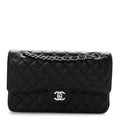 Caviar Quilted Medium Double Flap Black