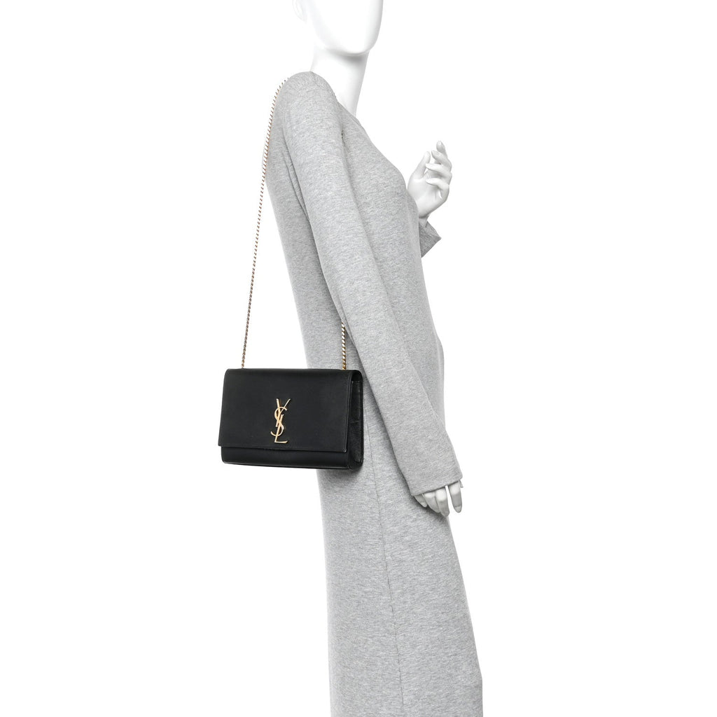 Grain De Poudre Medium Classic Monogram Kate Satchel Black