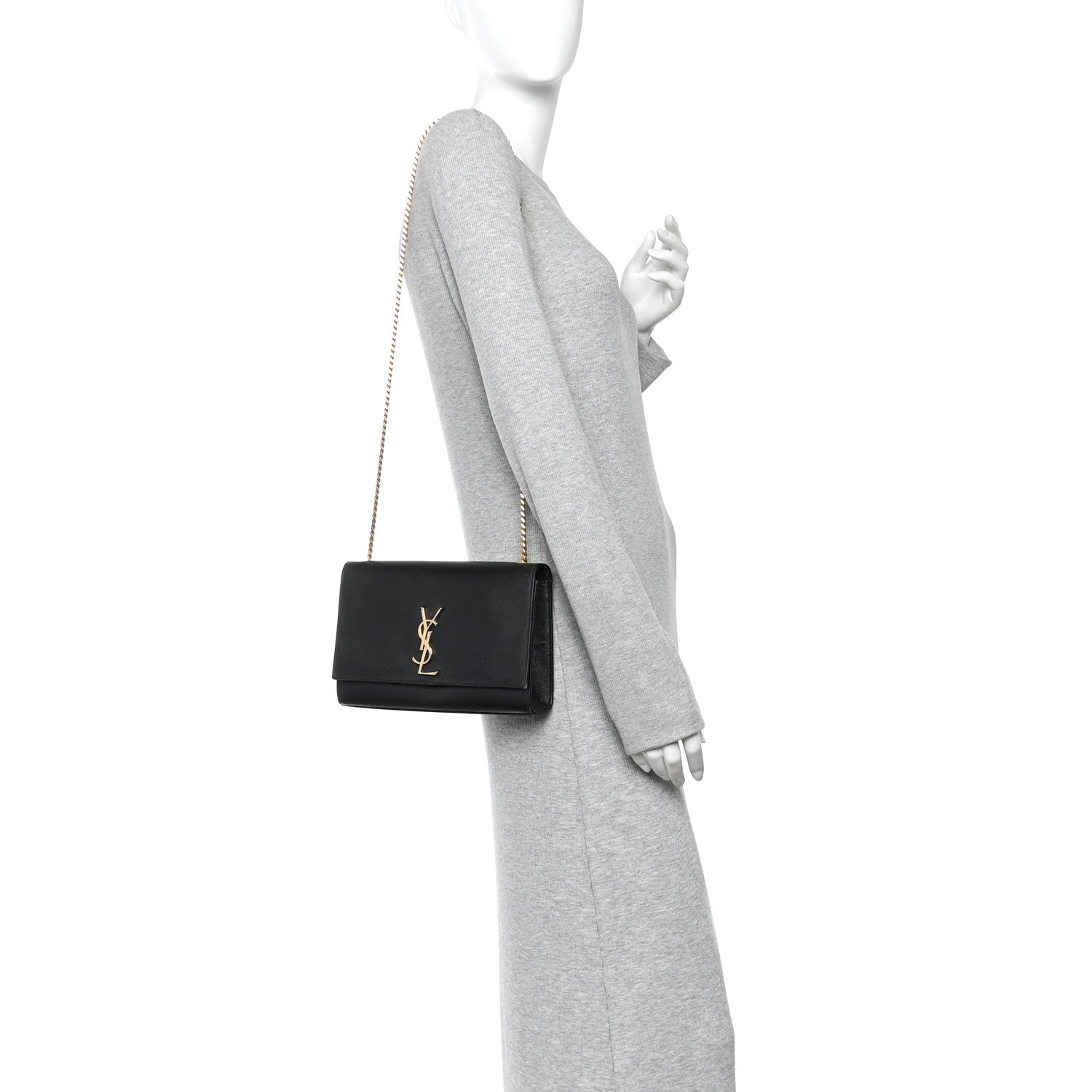 Grain De Poudre Medium Classic Monogram Kate Satchel Black