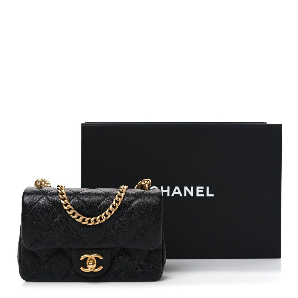 Caviar Quilted Mini Sweetheart Rectangular Flap Black