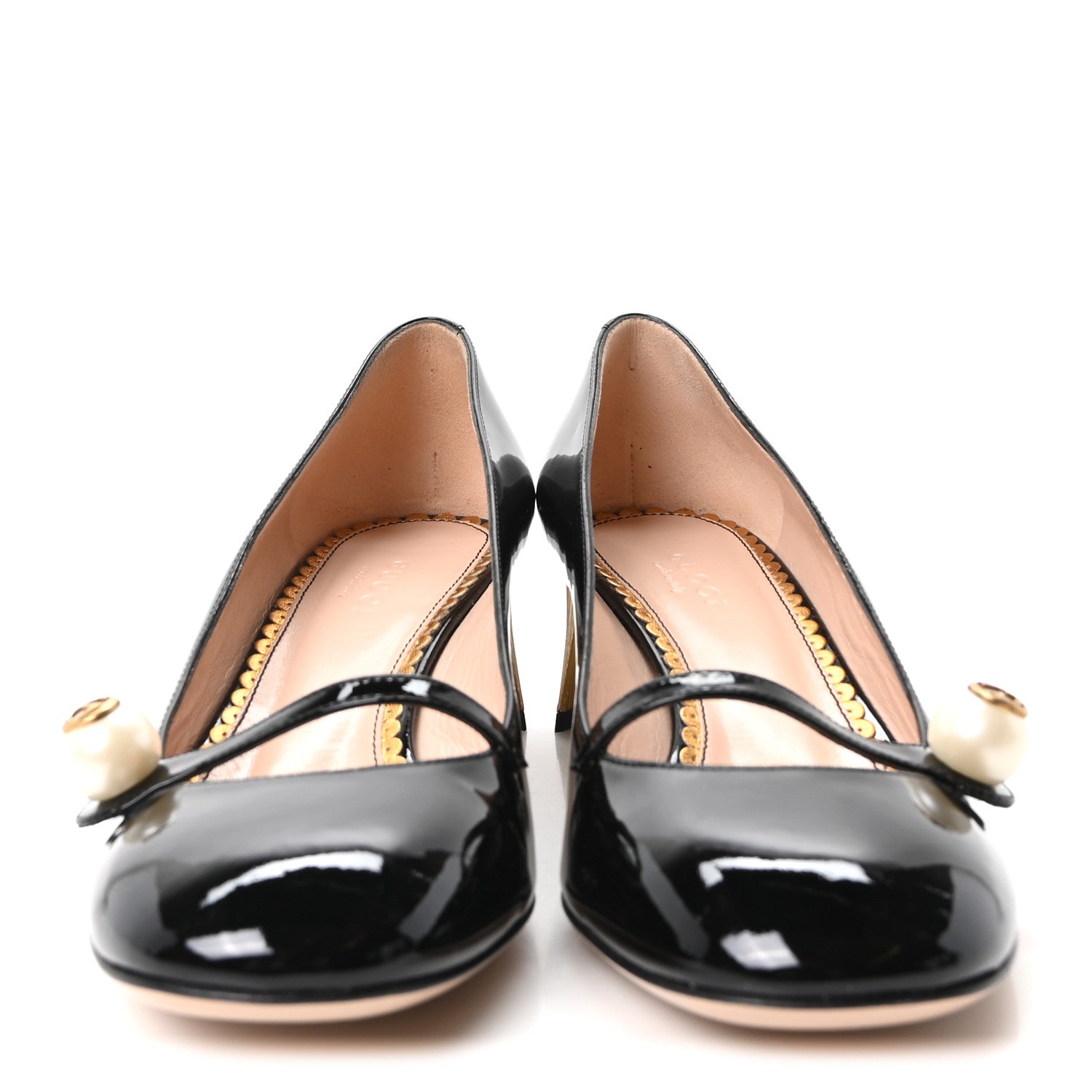 Vernice Crystal Pearl Embellished Mary Jane Pumps 35.5 Black