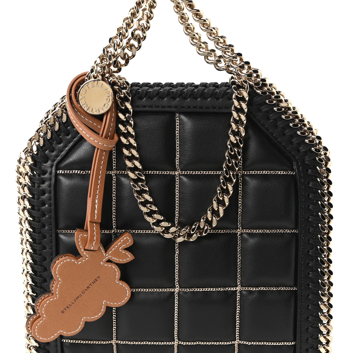 Vegan Leather Quilted Tiny Falabella Tote Black