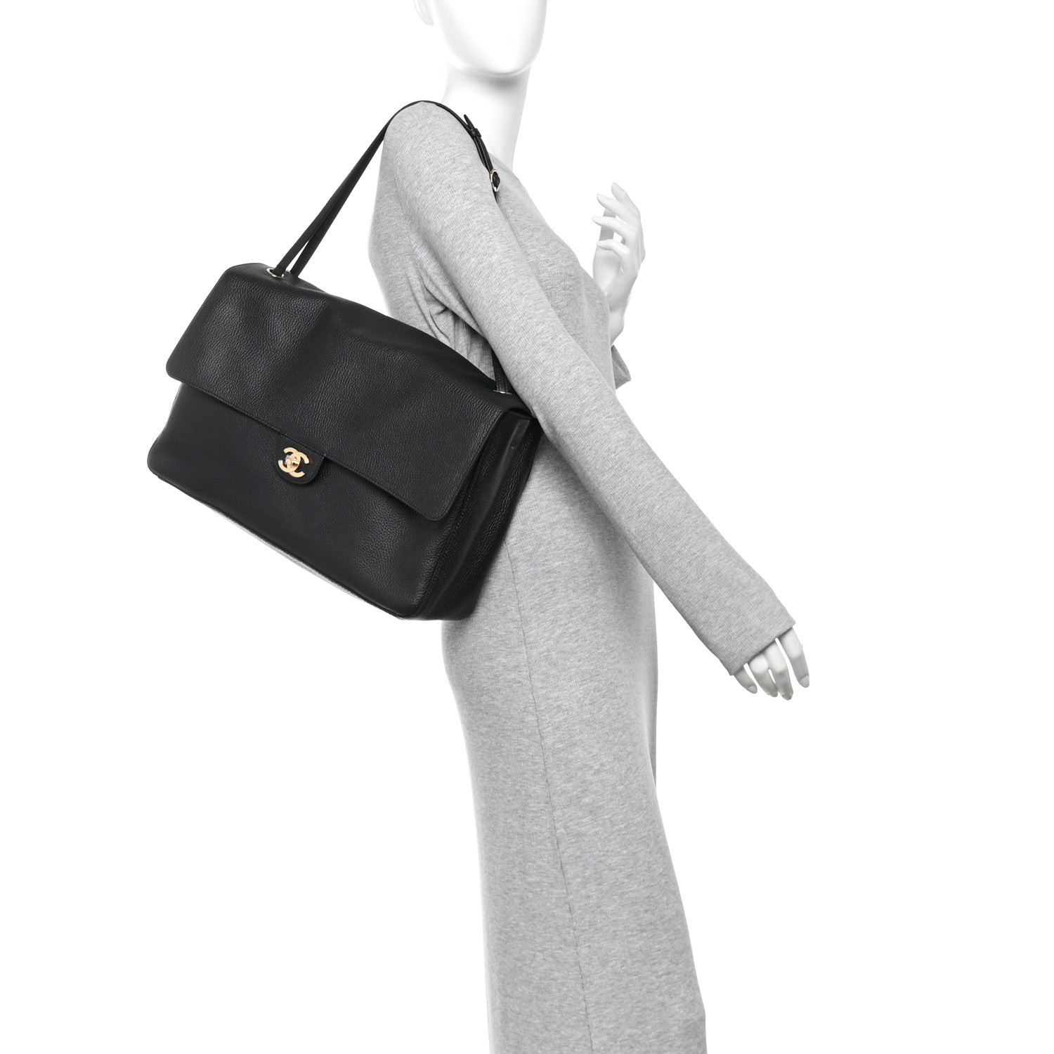 Grained Calfskin Souplissimo Maxi Flap Black
