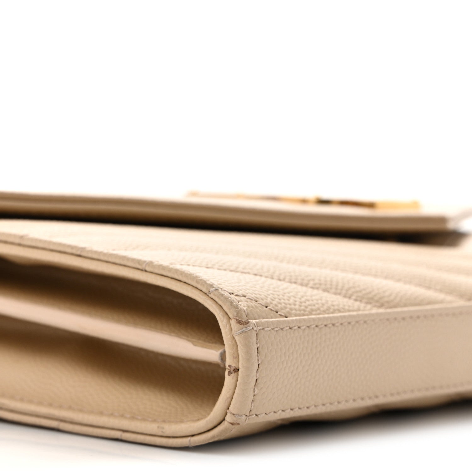 Grain De Poudre Matelasse Chevron Monogram Chain Wallet Dark Beige