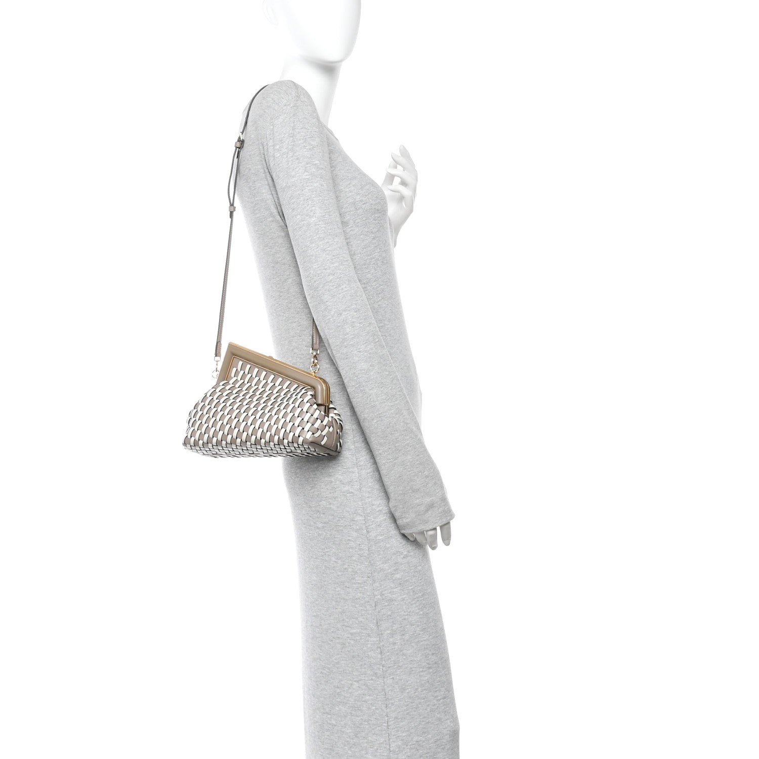 Vitello Grace Intreccio Nappa Small Fendi First Tortora White Rice