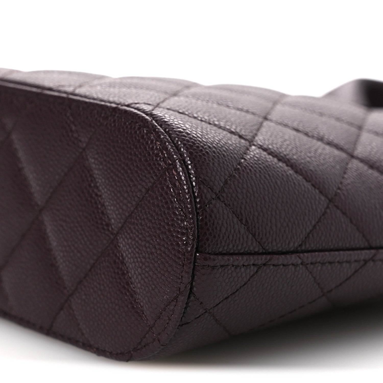 Caviar Quilted Top Handle Clutch With Chain Dark Brown