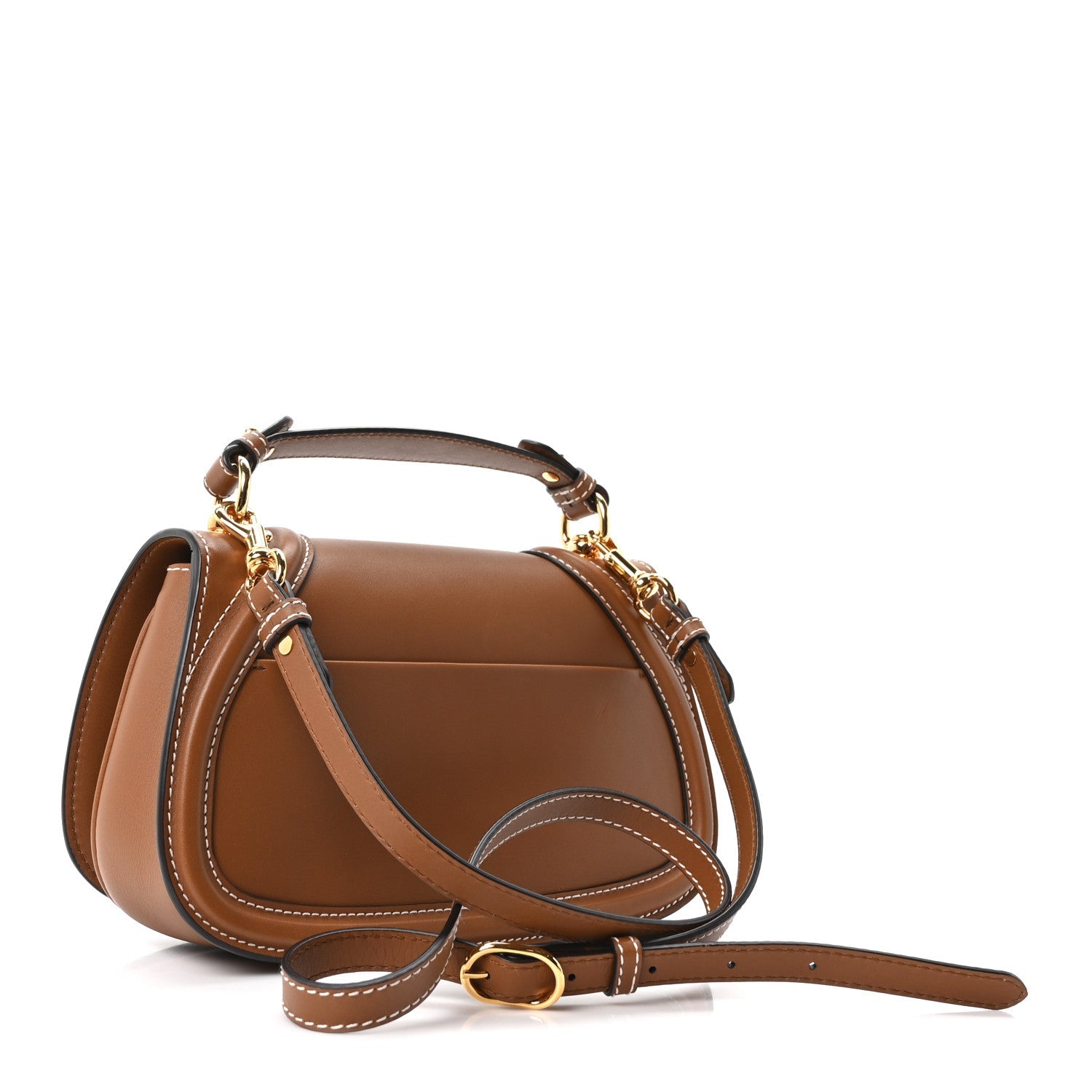 Roxy Calfskin Medium Blondie Top Handle Bag Brown