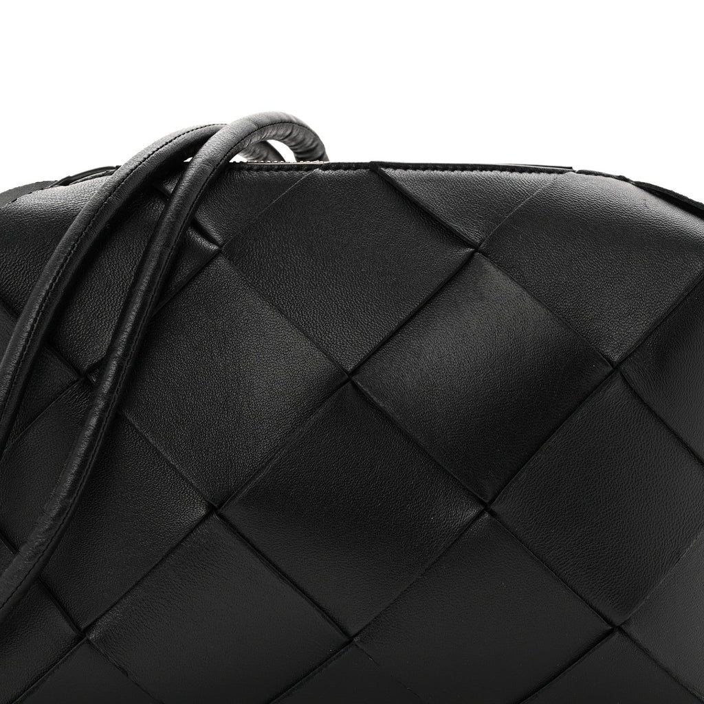 Lambskin Maxi Intrecciato Small Cassette Camera Bag Black