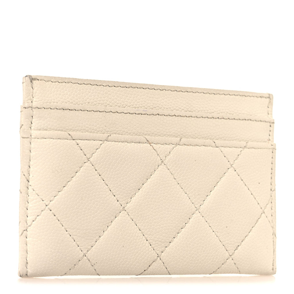 Caviar Quilted CC Logo Card Holder White