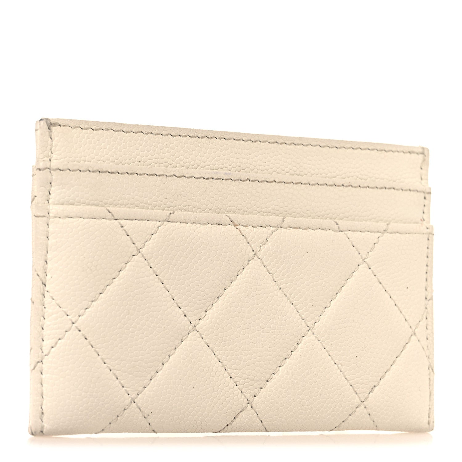 Caviar Quilted CC Logo Card Holder White