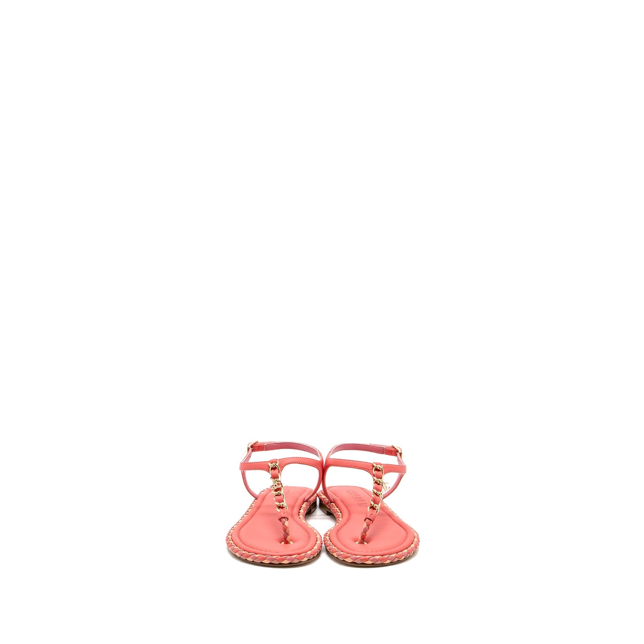 Chanel Size 36 Leather Chain Sandals Pink/ Multicolour L
