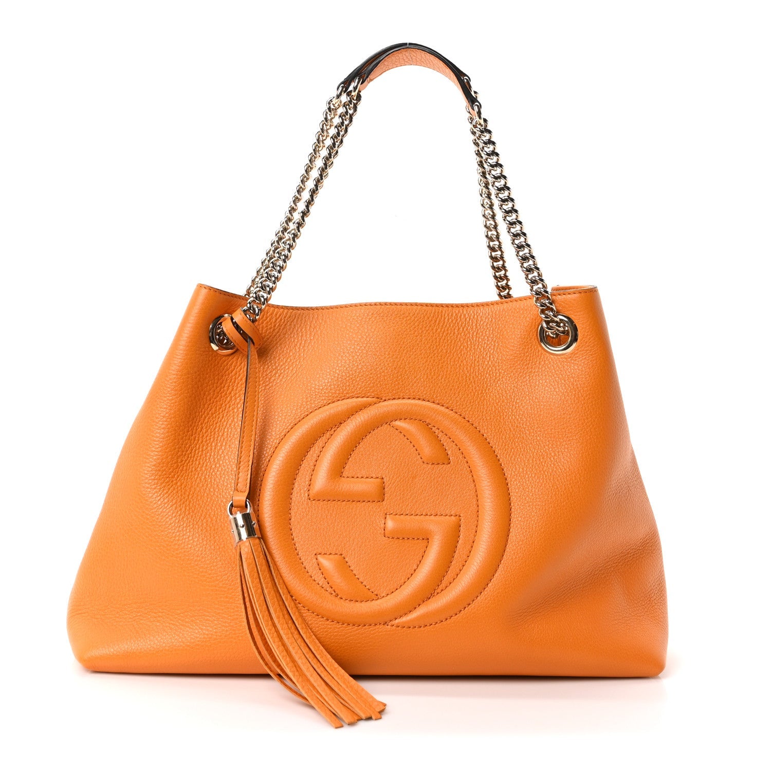 Pebbled Calfskin Medium Soho Chain Shoulder Bag Curcuma