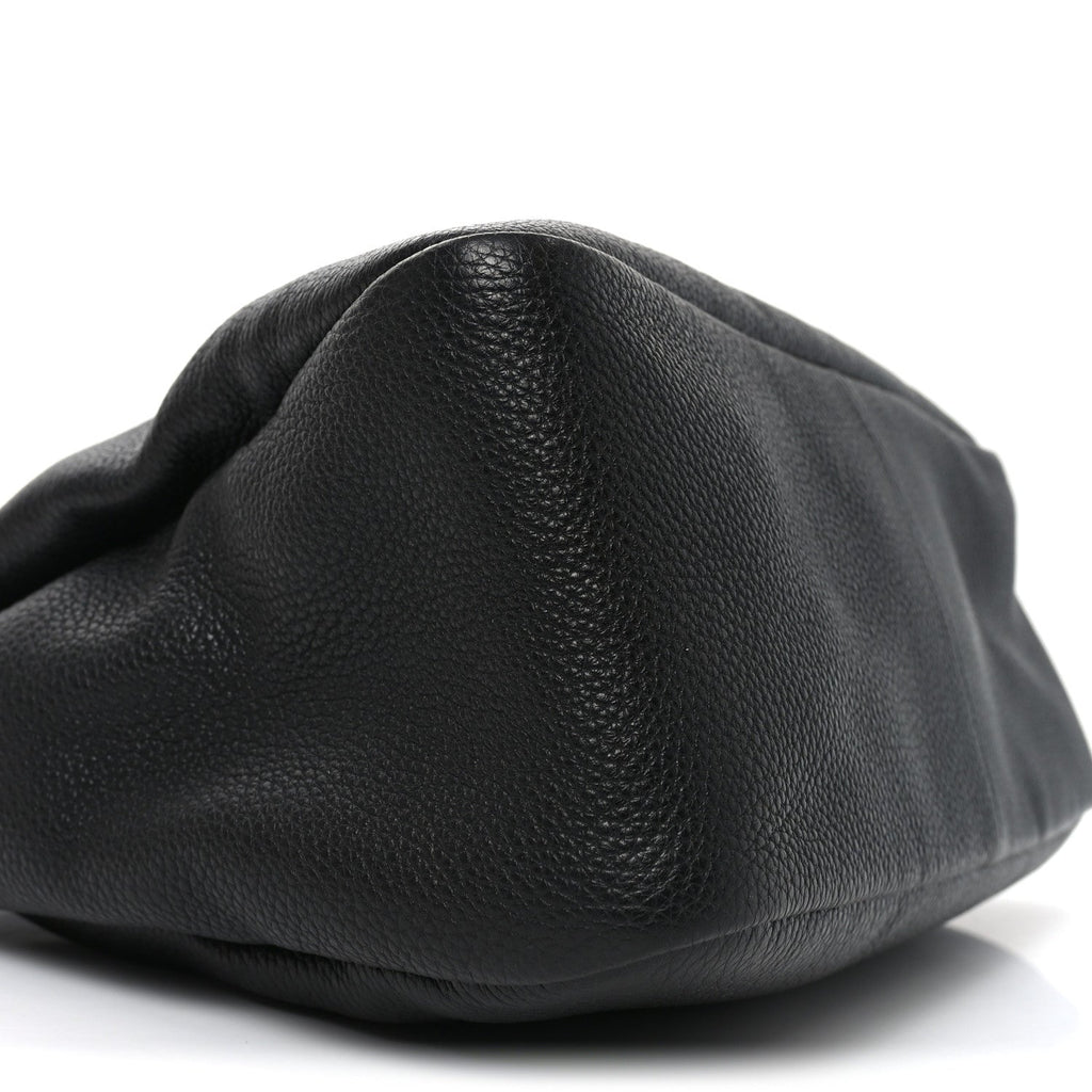 Vitello Daino Soft Medium Zippered Top Handle Bag Black
