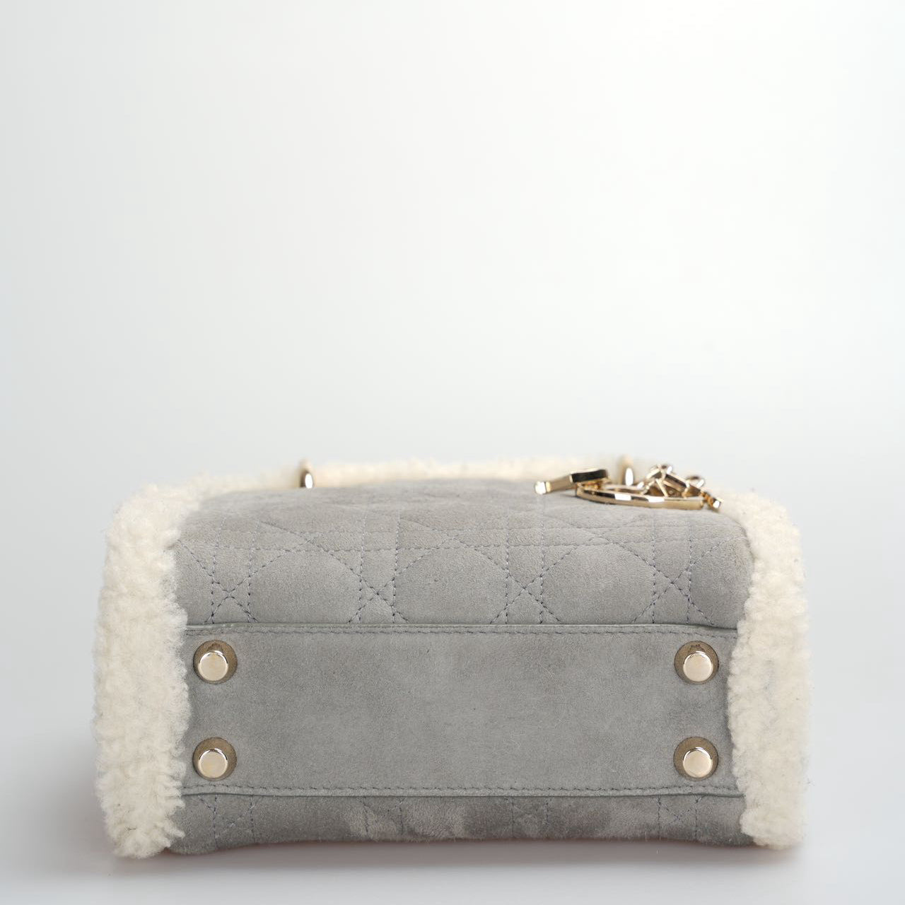 Christian Dior Lady Dior   2020 Mini Suede Shearling Cannage Lady Dior satchel
