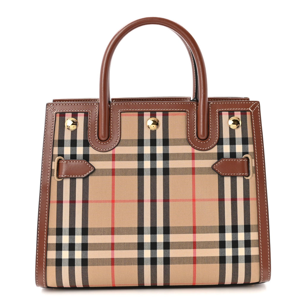 Calfskin Vintage Check Mini Two Handle Title Bag Archive Beige