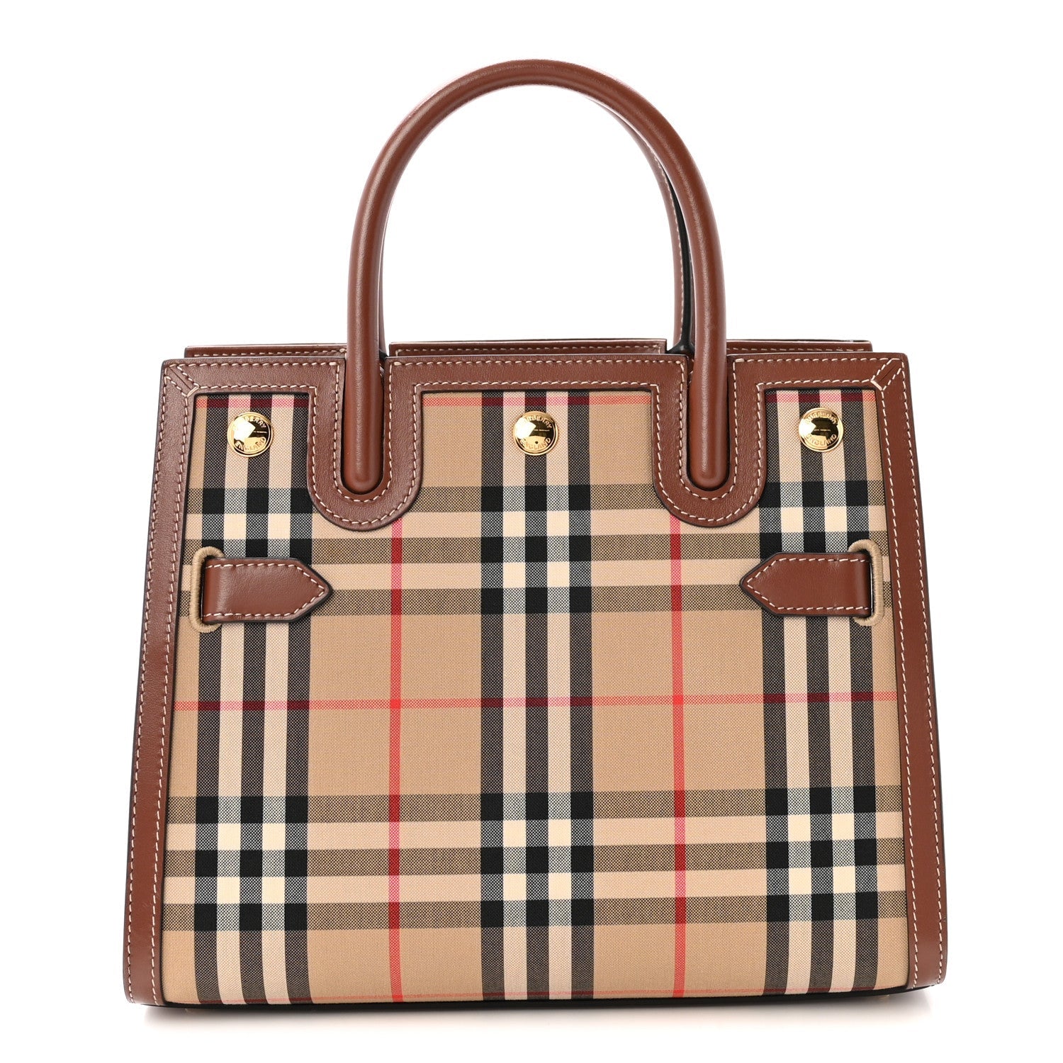 Calfskin Vintage Check Mini Two Handle Title Bag Archive Beige