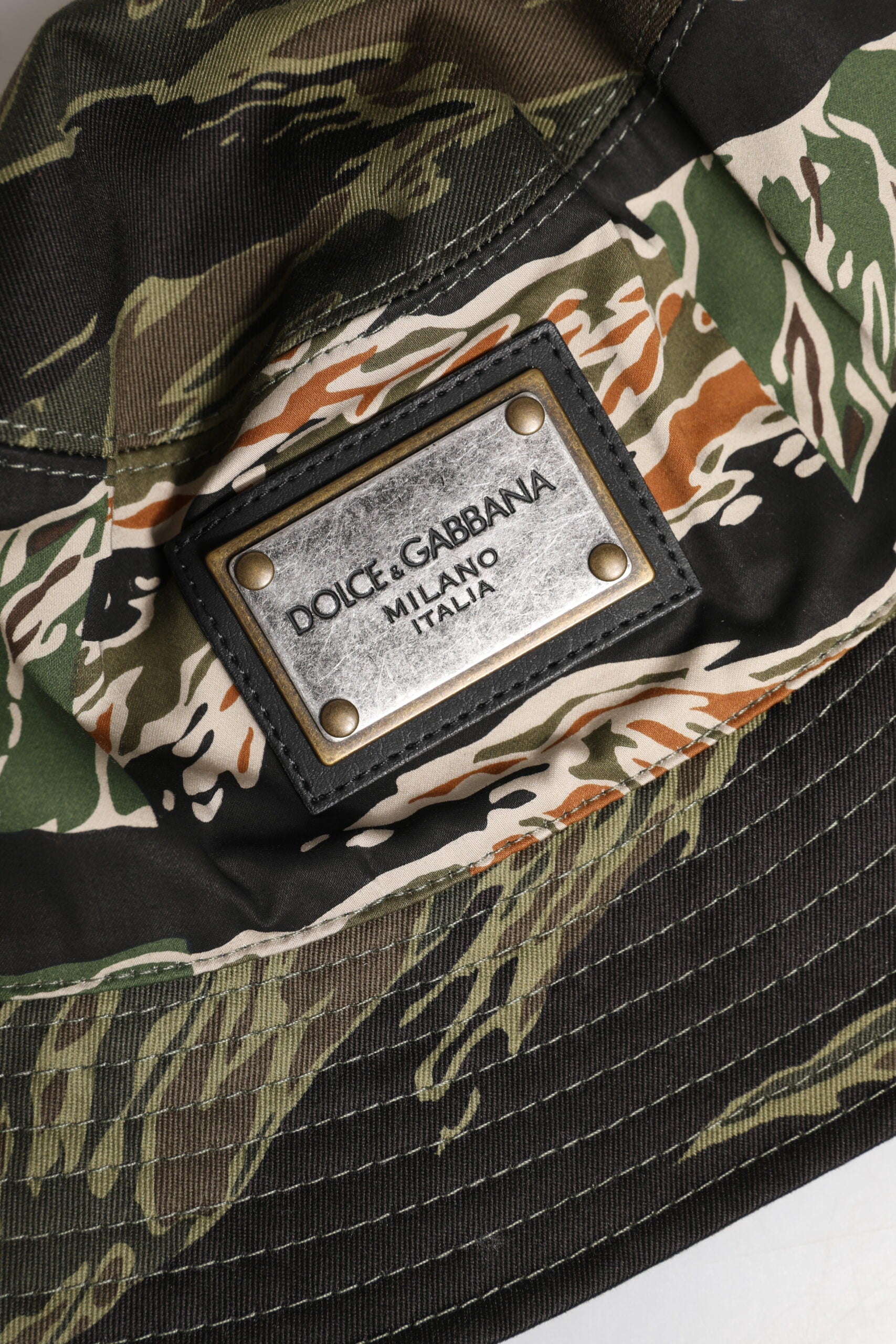 Dolce & Gabbana Multicolor DG Plaque Wide Brim Bucket Men's Hat