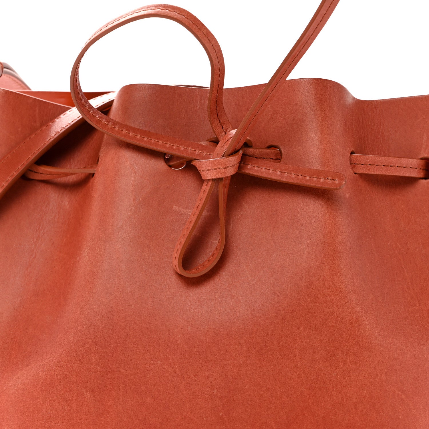 Vegetable Tanned Calfskin Mini Bucket Bag Brandy