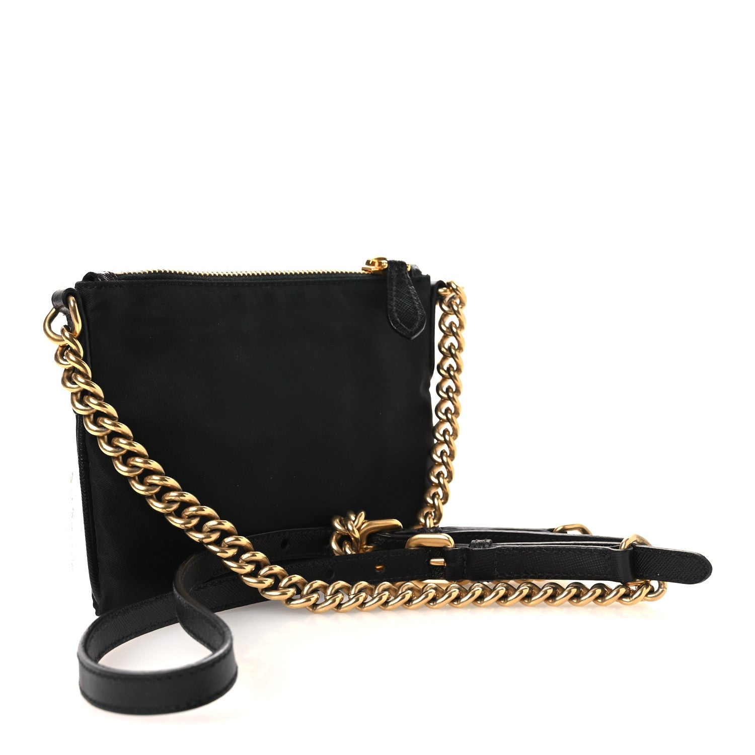 Tessuto Bandoliera Logo Shoulder Bag Gold Black