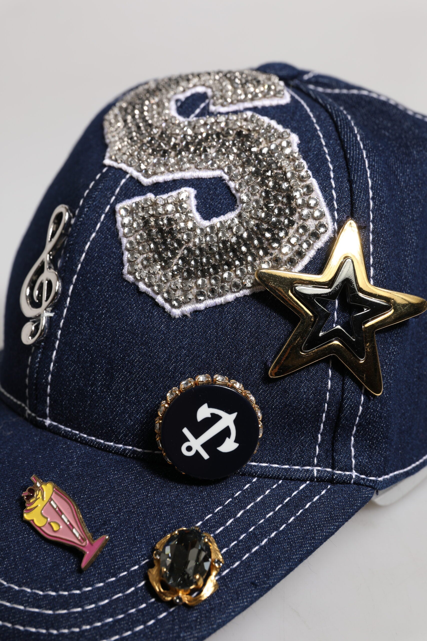 Dolce & Gabbana Blue Crystal Embellishment Baseball Women's Cap