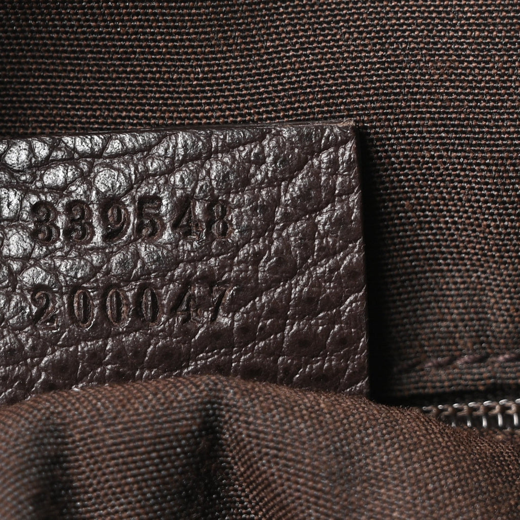Calfskin Bamboo Top Handle Tote Dark Brown