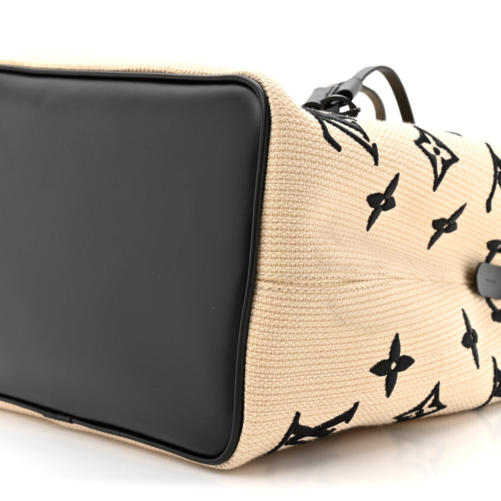 Cotton Monogram Embroidered Neonoe MM Beige Black