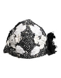 Dolce & Gabbana Black Wool White Floral Embellished Cloche Women's Hat