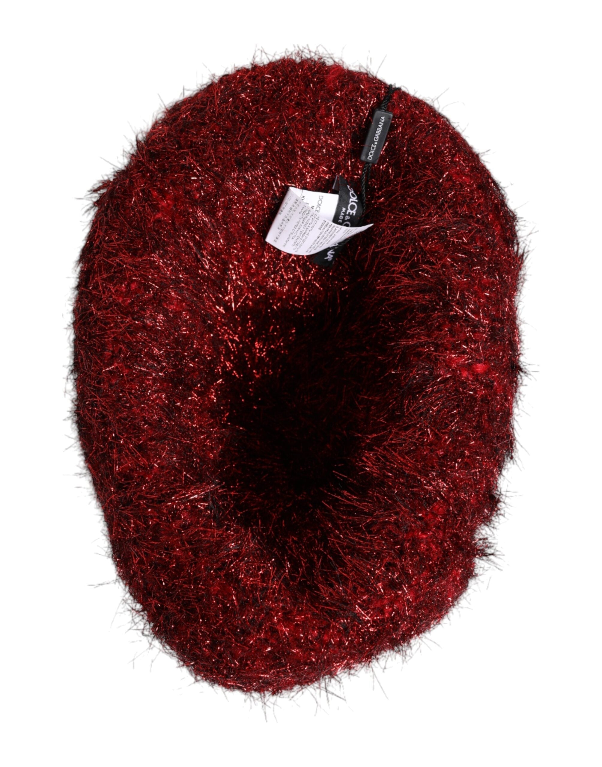 Dolce & Gabbana Red Viscose Tinsel Wide Brim Bucket Women's Hat