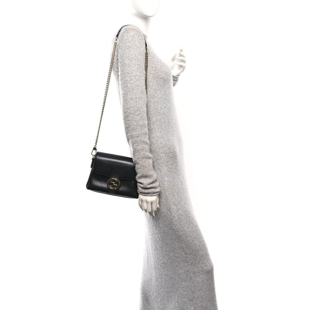 Dollar Calfskin Interlocking G Crossbody Bag Black
