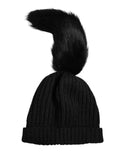 Dolce & Gabbana Black Acrylic Knitted Fur Winter Beanie Women's Hat