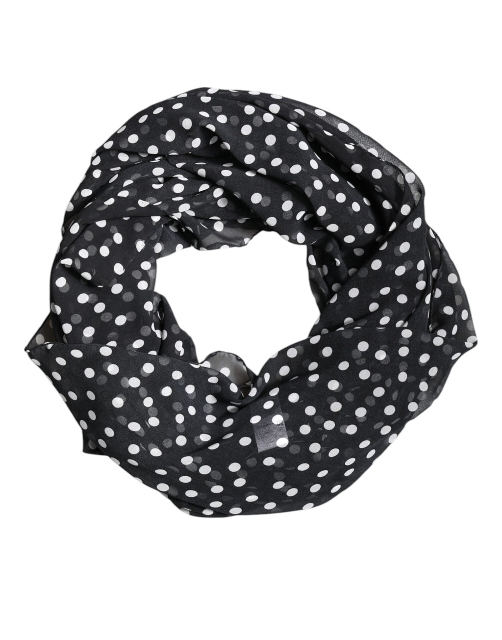 Dolce & Gabbana Black Polka Dots Polyester Wrap Shawl Women's Scarf